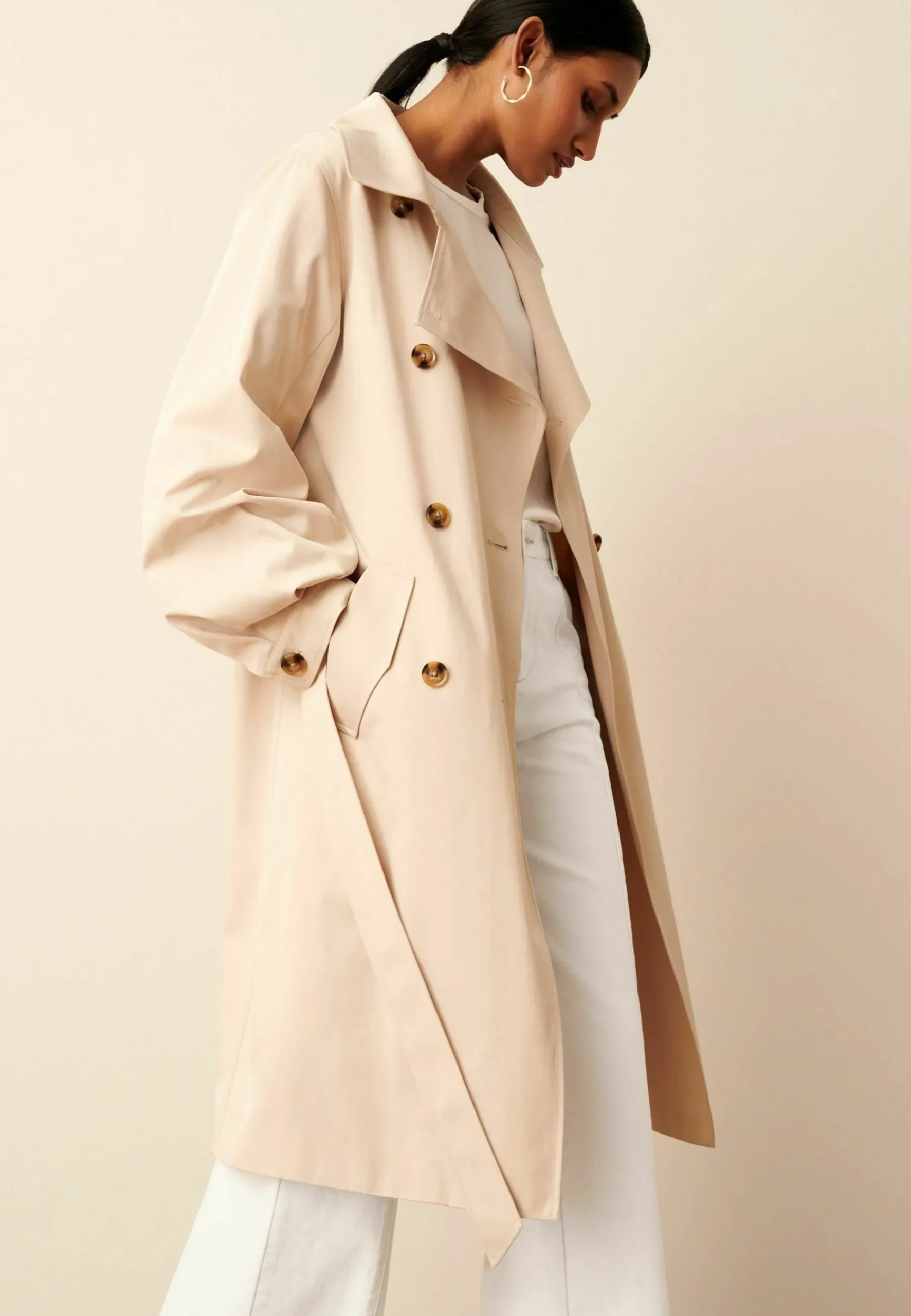 Balloon Sleeve Belted Trench Coat - Trench|Next Hot