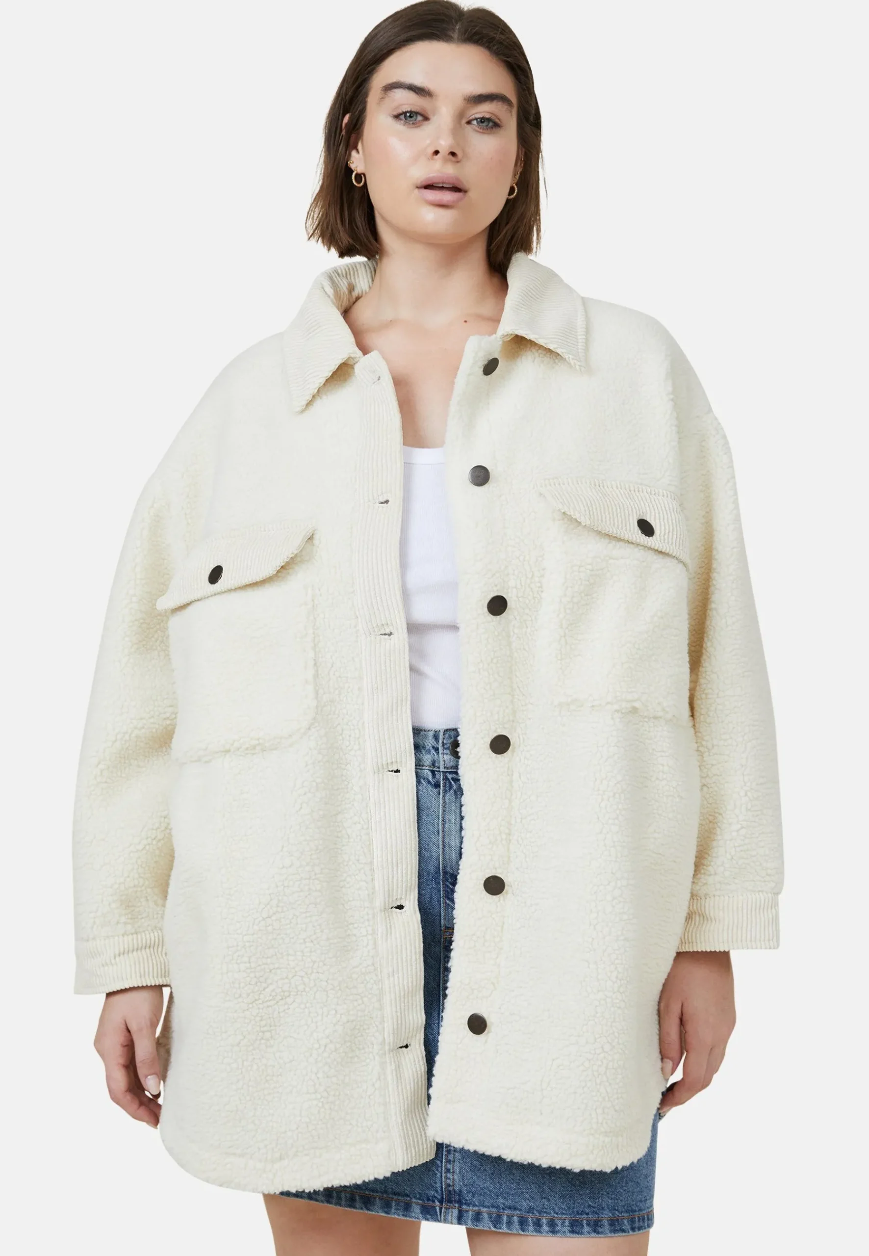 Curve Teddy Boxy Shacket - Manteau Court|Cotton On Discount