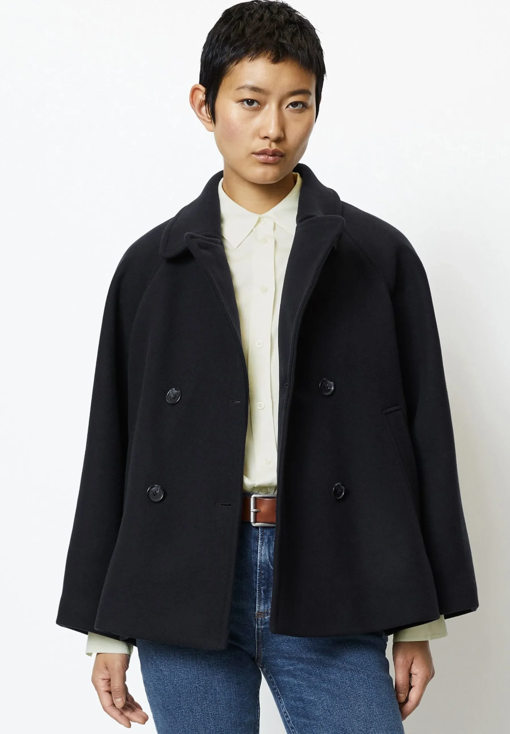 Double Breasted Lapel Collar Welt Pockets - Manteau Court|Marc O'Polo Cheap