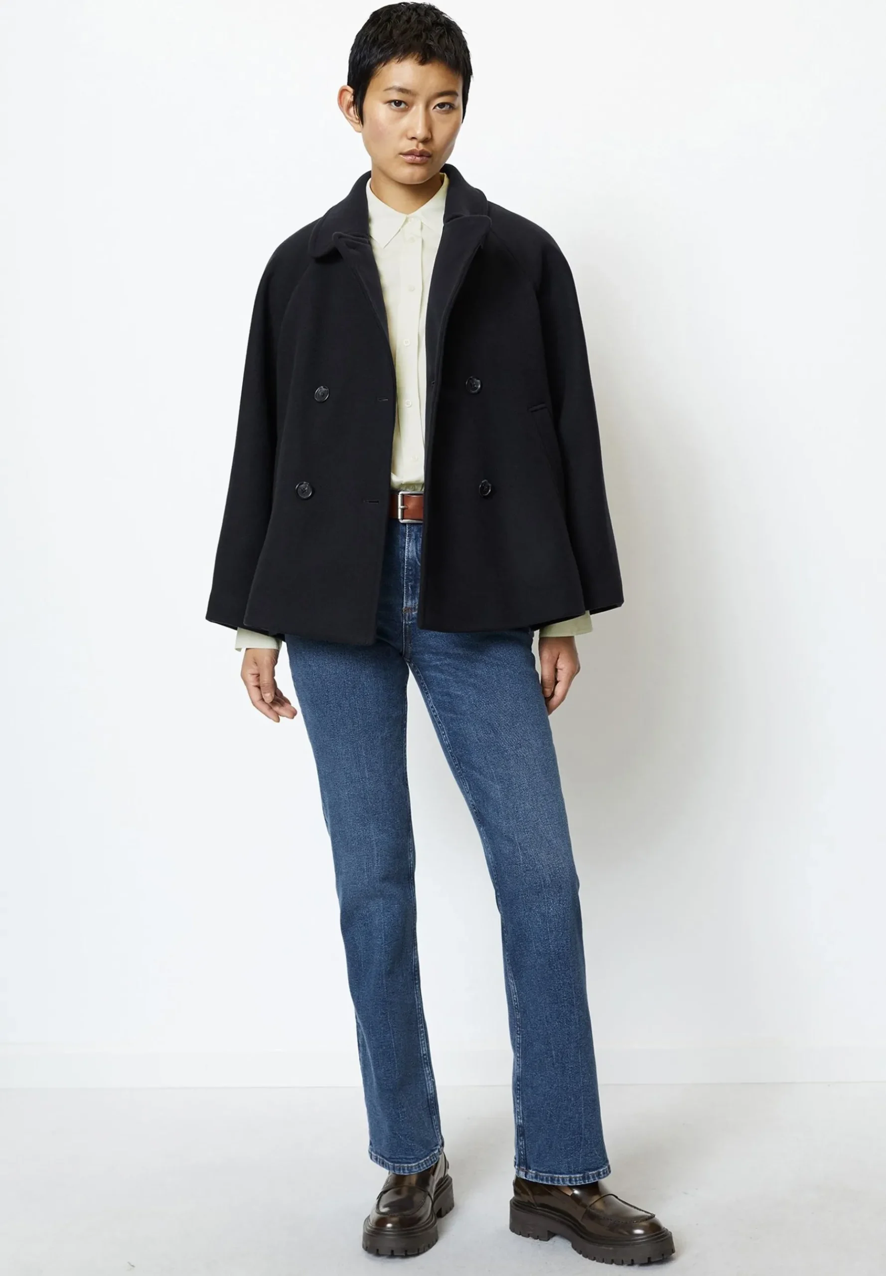 Double Breasted Lapel Collar Welt Pockets - Manteau Court|Marc O'Polo Cheap