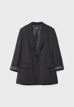 Flowing Open Pinstripe - Manteau Court|Stradivarius Cheap