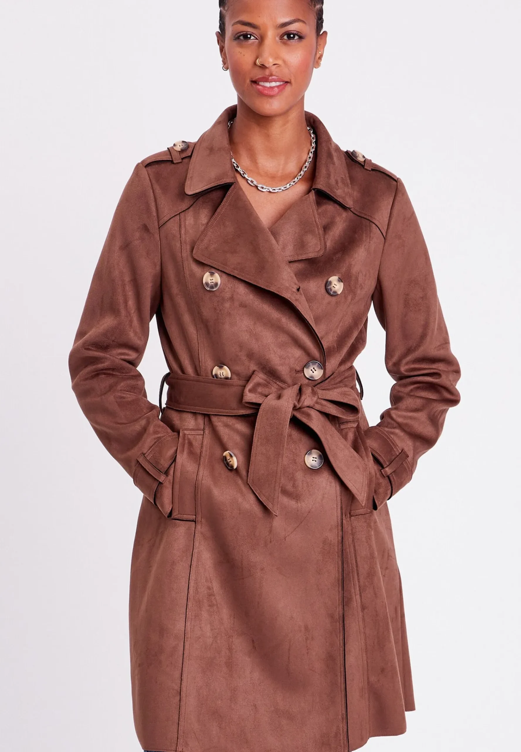 Langer Aus Mit Knopfen - Trench|Cache Cache Outlet