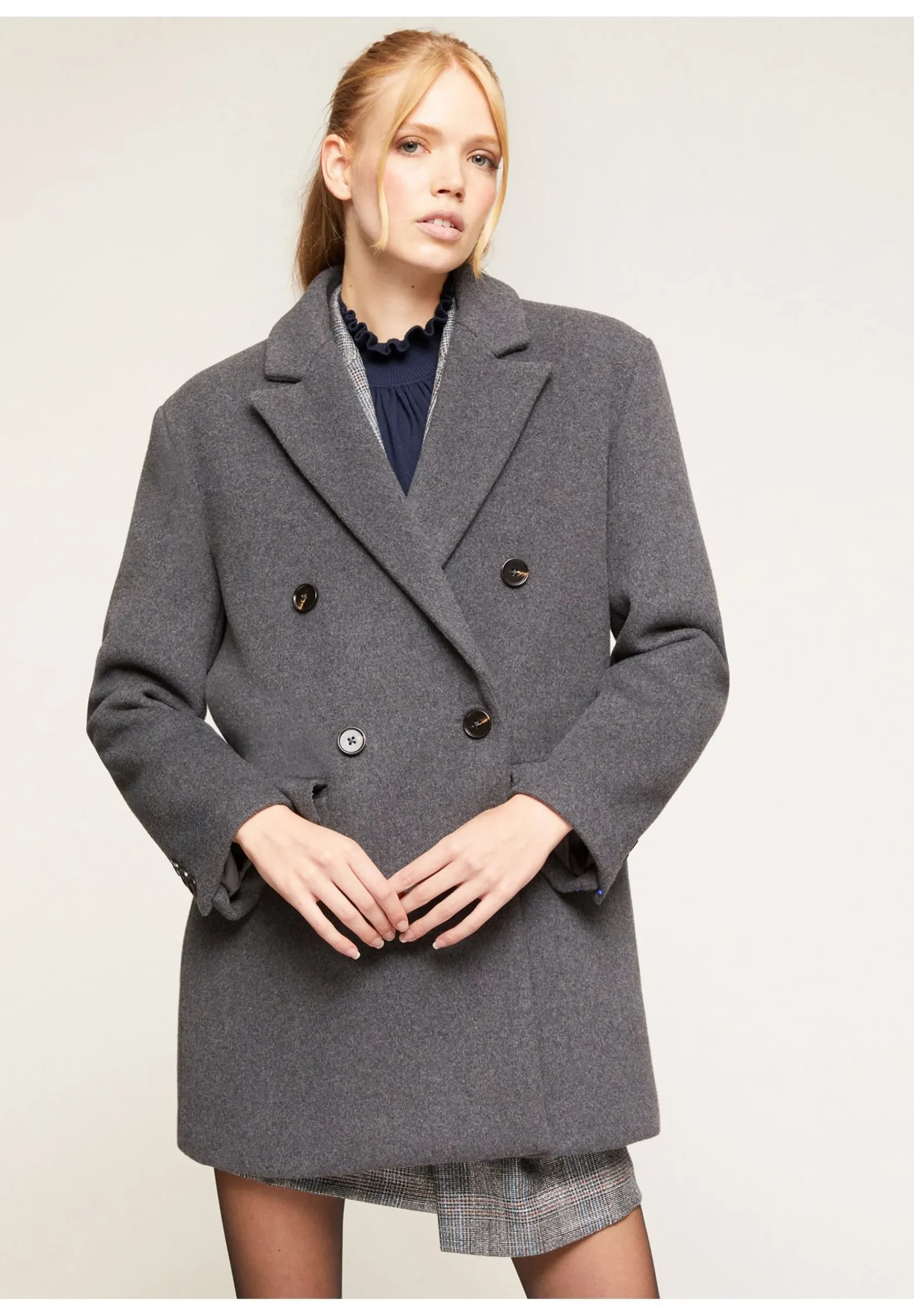 Large Double Boutonnage En Drap - Manteau Court|Motivi Cheap