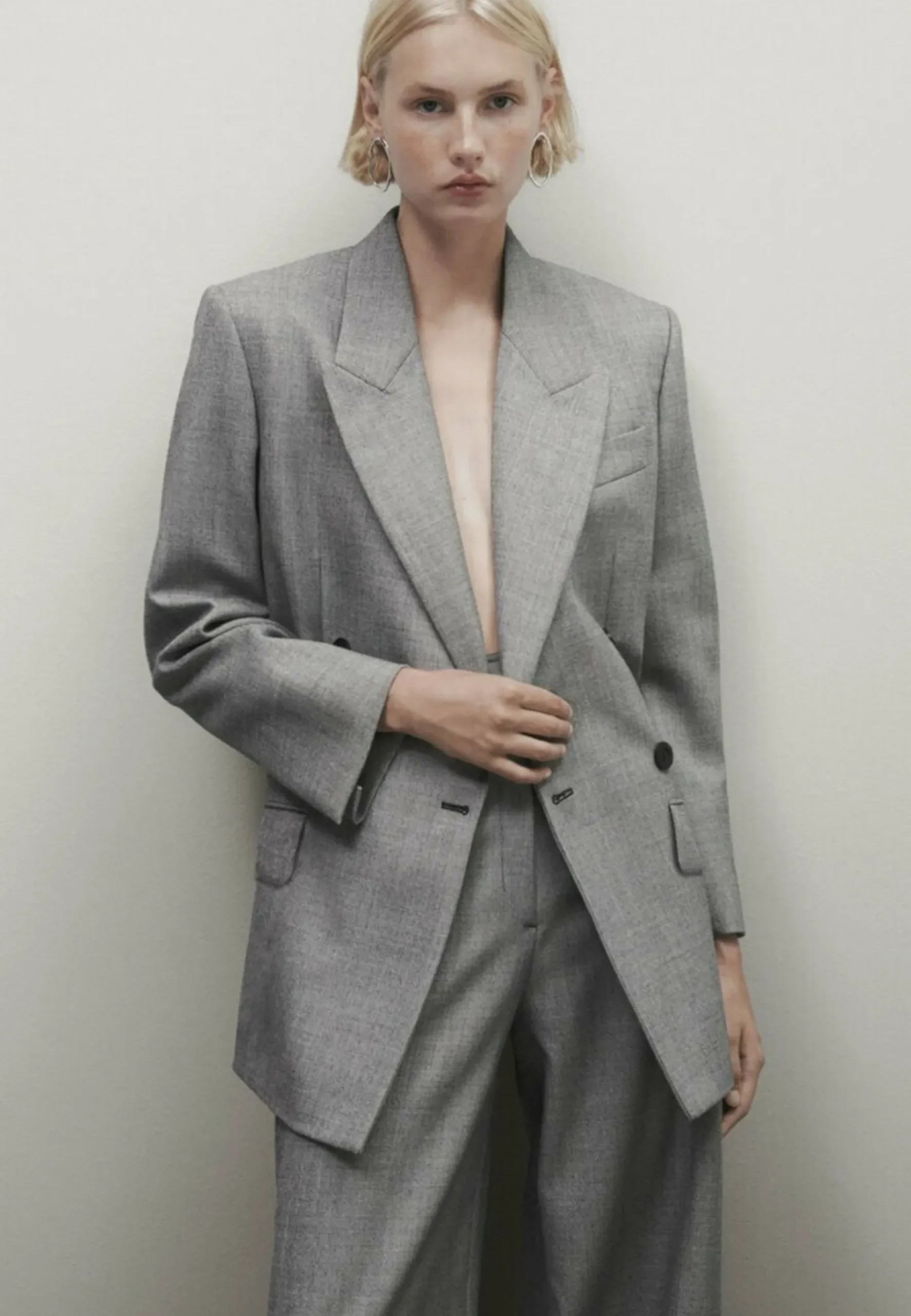 Limited Edition Textured Double Breasted - Manteau Court|Massimo Dutti Online