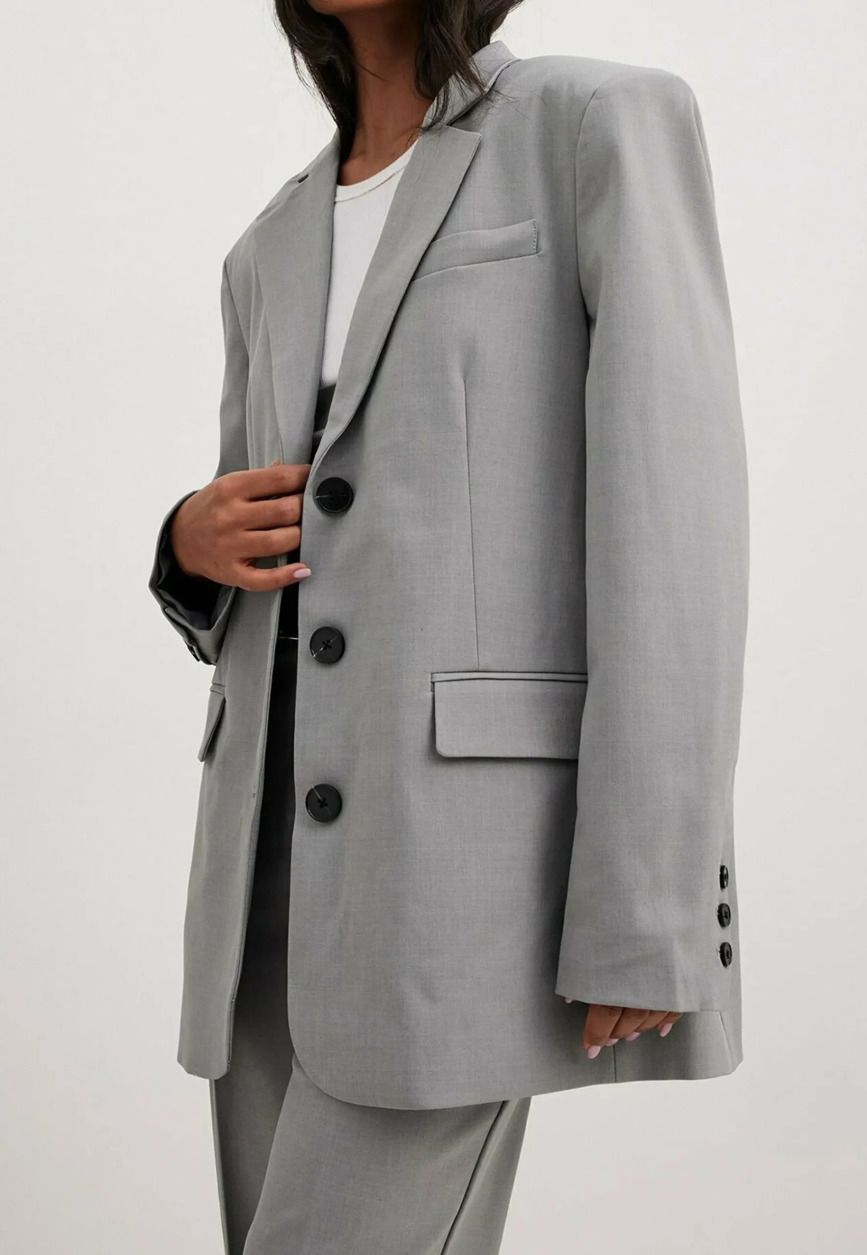 Melange In Oversize Mit Drei Knopfen - Manteau Court|NA-KD Best Sale