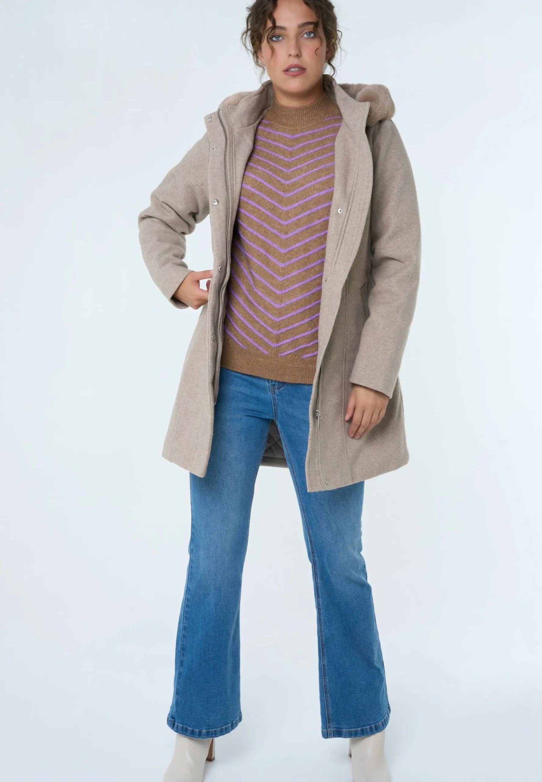 Met Wol Look - Manteau Court|MS Mode Outlet