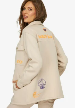 Mit Print Hemdkragen Langarm - Manteau Court|LAURASØN Cheap