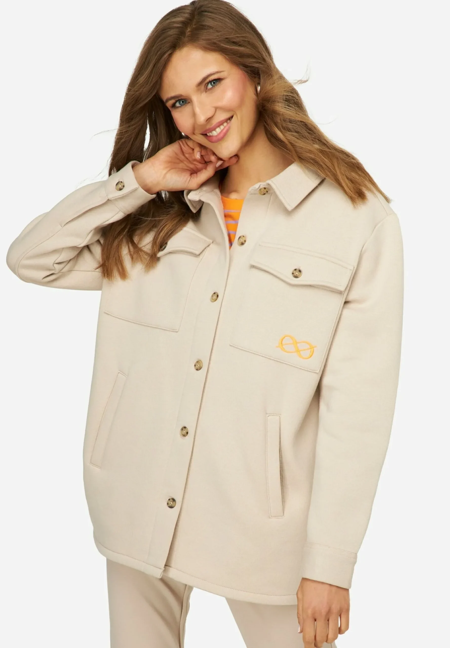 Mit Print Hemdkragen Langarm - Manteau Court|LAURASØN Cheap
