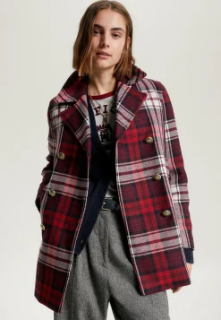Prep Tartan Check Double Breasted Pea - Manteau Court|Tommy Hilfiger Fashion