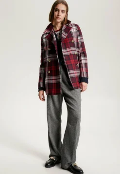 Prep Tartan Check Double Breasted Pea - Manteau Court|Tommy Hilfiger Fashion