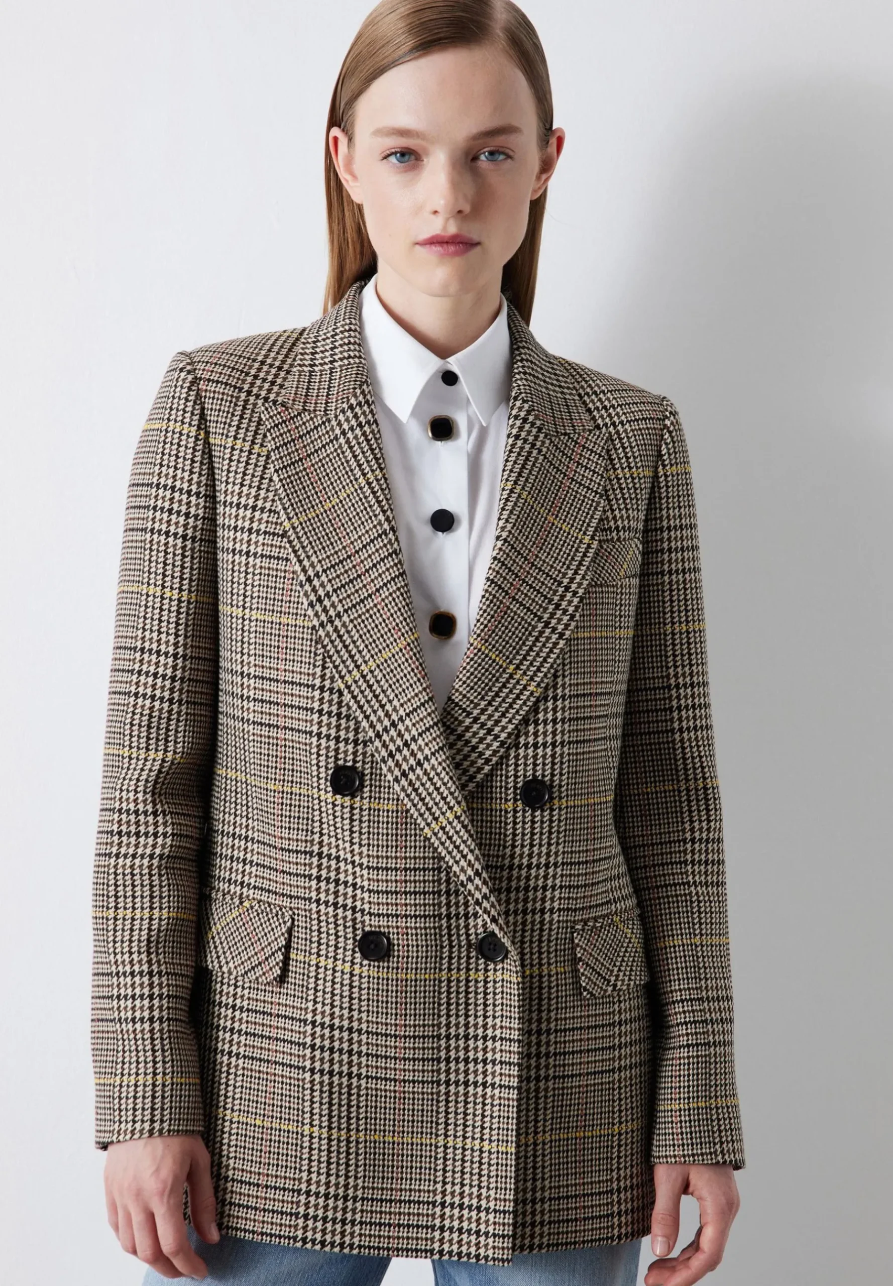 Regular Fit Crowbar Pattern - Manteau Court|Ipekyol Clearance