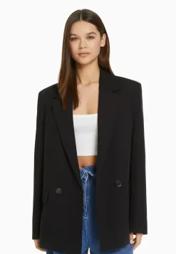 Regular­Fit Tailored - Feminine-Cut Double-Breasted - Manteau Court|Bershka New