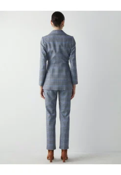 Slim Cut Plaid Patterned Double-Breasted With Accentuated Waist - Manteau Court|Ipekyol Sale