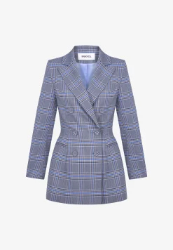 Slim Cut Plaid Patterned Double-Breasted With Accentuated Waist - Manteau Court|Ipekyol Sale