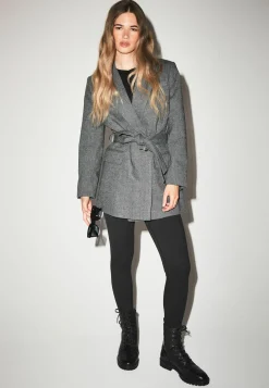 Tailored Belted Herringbone - Manteau Court|Next Cheap